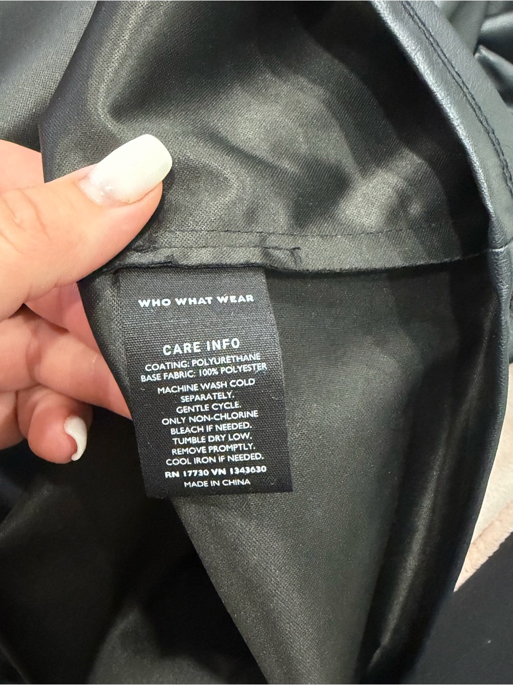 Who What Wear Black Faux Leather Mock-Neck Long-Sleeve Dress - Picture 7 of 16